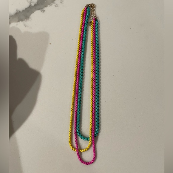 Neon Triple Chain Necklace (NWOT) 🌈 - Picture 2 of 5